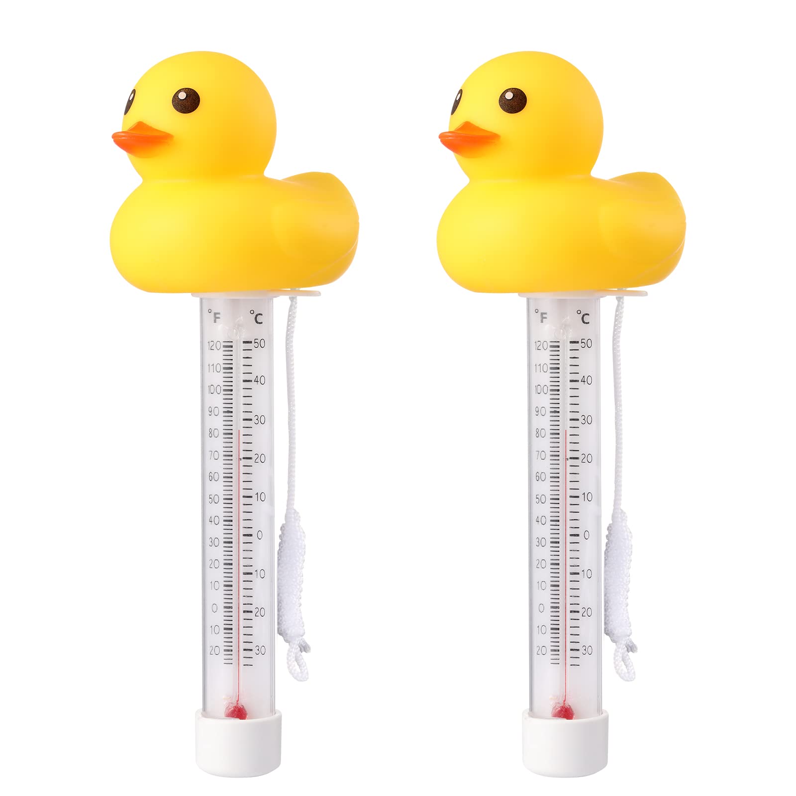 Zxmissu front view of yellow duck thermometer showing readable display and playful design