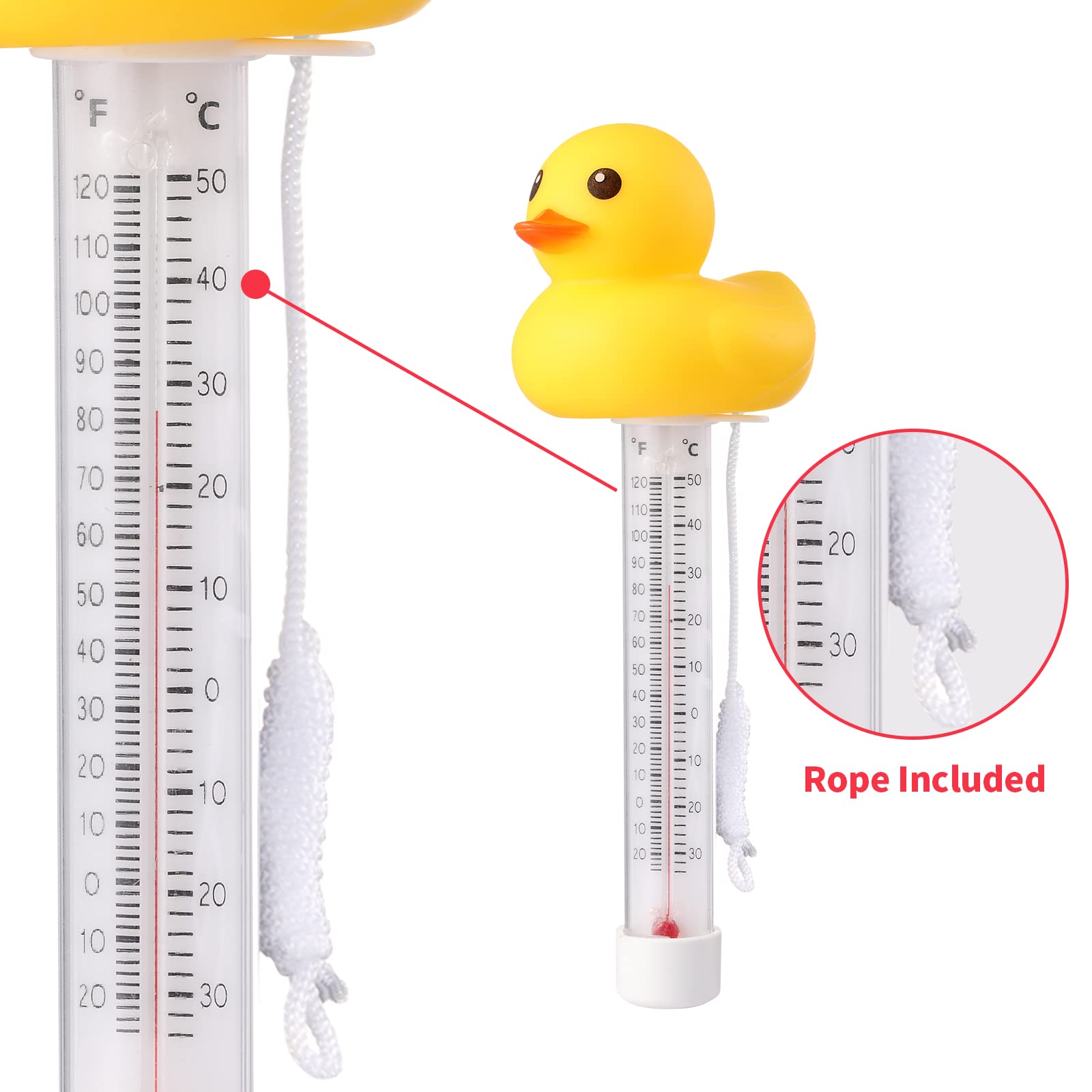 Zxmissu two duck thermometers floating in a pool for quick dual-zone readings